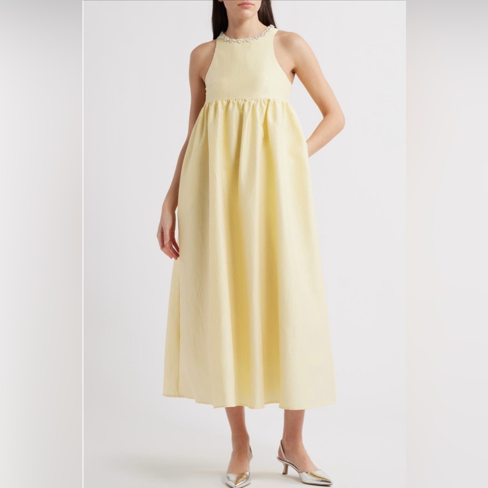 Sister Jane Darya Jewel Neck Sleeveless Midi Dress